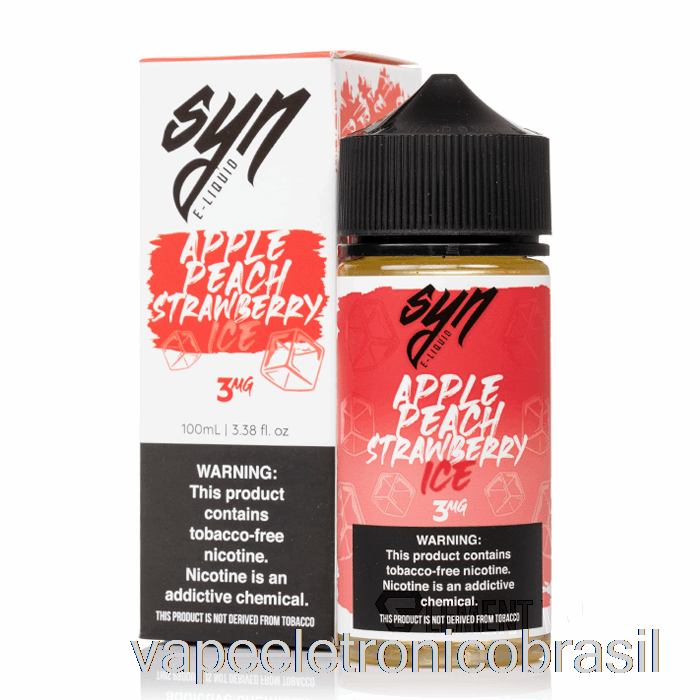 Vape Eletrônico Ice Maçã Pêssego Morango - Syn Liquids - 100ml 0mg